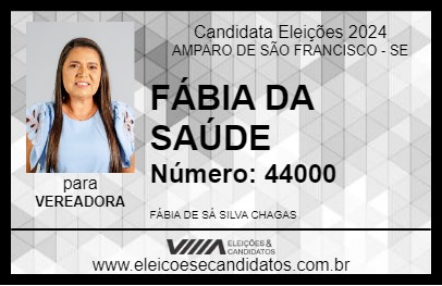 Candidato FÁBIA DA SAÚDE 2024 - AMPARO DE SÃO FRANCISCO - Eleições