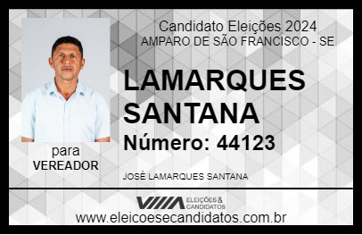 Candidato LAMARQUES SANTANA 2024 - AMPARO DE SÃO FRANCISCO - Eleições