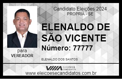 Candidato ELENALDO DE SÃO VICENTE 2024 - PROPRIÁ - Eleições