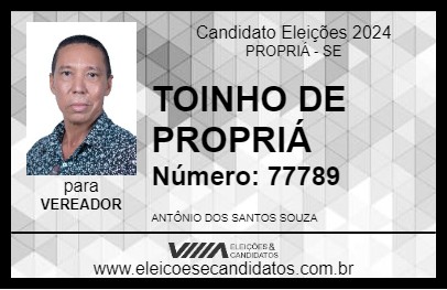 Candidato TOINHO DE PROPRIÁ 2024 - PROPRIÁ - Eleições