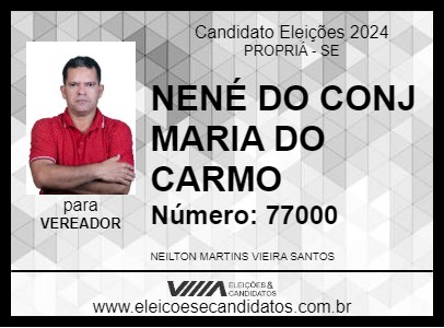 Candidato NENÉ DO CONJ MARIA DO CARMO 2024 - PROPRIÁ - Eleições