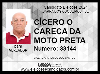 Candidato CÍCERO O CARECA DA MOTO PRETA 2024 - BARRA DOS COQUEIROS - Eleições