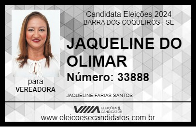 Candidato JAQUELINE DO OLIMAR 2024 - BARRA DOS COQUEIROS - Eleições