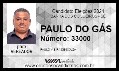 Candidato PAULO DO GÁS 2024 - BARRA DOS COQUEIROS - Eleições