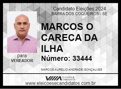 Candidato MARCOS O CARECA DA ILHA 2024 - BARRA DOS COQUEIROS - Eleições