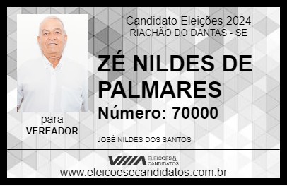 Candidato ZÉ NILDES DE PALMARES 2024 - RIACHÃO DO DANTAS - Eleições