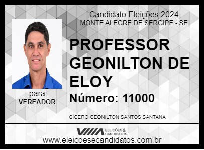 Candidato PROFESSOR GEONILTON DE ELOY 2024 - MONTE ALEGRE DE SERGIPE - Eleições