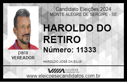 Candidato HAROLDO DO RETIRO 2024 - MONTE ALEGRE DE SERGIPE - Eleições