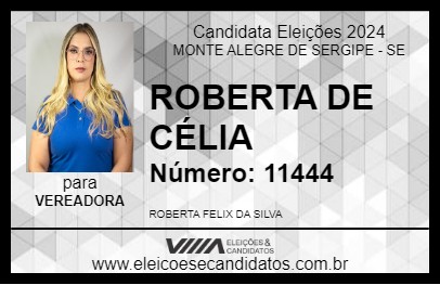 Candidato ROBERTA DE CÉLIA 2024 - MONTE ALEGRE DE SERGIPE - Eleições