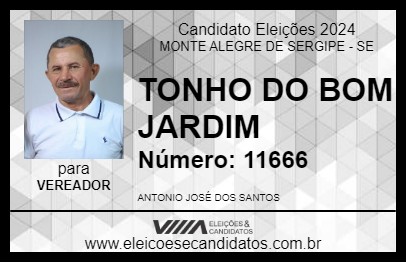 Candidato TONHO DO BOM JARDIM 2024 - MONTE ALEGRE DE SERGIPE - Eleições