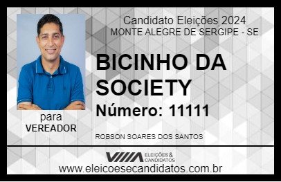 Candidato BICINHO DA SOCIETY 2024 - MONTE ALEGRE DE SERGIPE - Eleições