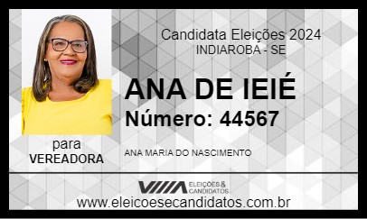 Candidato ANA DE IEIÉ 2024 - INDIAROBA - Eleições