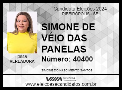 Candidato SIMONE DE VEIO DE MANE DE ZARO 2024 - RIBEIRÓPOLIS - Eleições