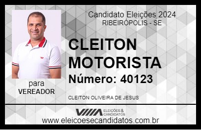 Candidato CLEITON MOTORISTA 2024 - RIBEIRÓPOLIS - Eleições