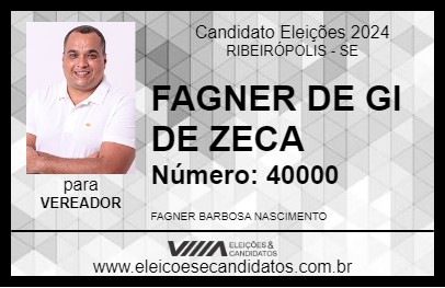 Candidato FAGNER DE GI DE ZECA 2024 - RIBEIRÓPOLIS - Eleições