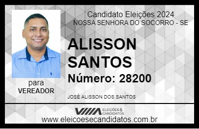 Candidato ALISSON SANTOS 2024 - NOSSA SENHORA DO SOCORRO - Eleições