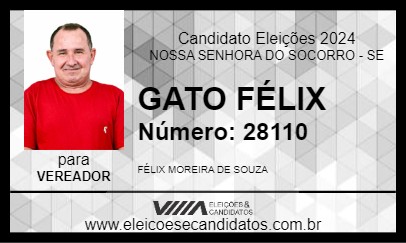 Candidato GATO FÉLIX 2024 - NOSSA SENHORA DO SOCORRO - Eleições