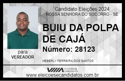 Candidato BUIU DA POLPA DE CAJÁ 2024 - NOSSA SENHORA DO SOCORRO - Eleições