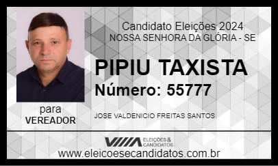 Candidato PIPIU TAXISTA 2024 - NOSSA SENHORA DA GLÓRIA - Eleições