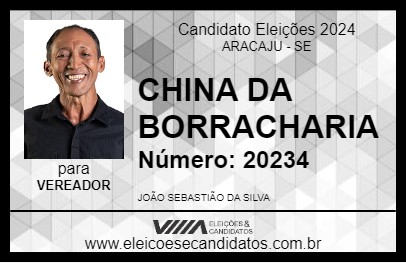 Candidato CHINA DA BORRACHARIA 2024 - ARACAJU - Eleições