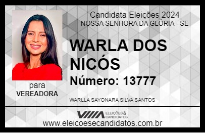 Candidato WARLA DOS NICÓS 2024 - NOSSA SENHORA DA GLÓRIA - Eleições