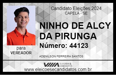 Candidato NINHO  DE ALCY DA PIRUNGA 2024 - CAPELA - Eleições