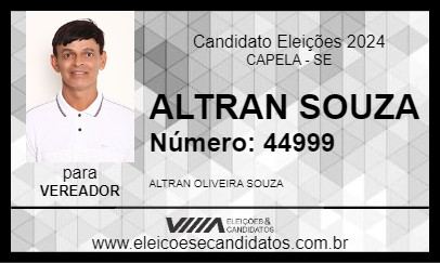 Candidato ALTRAN SOUZA 2024 - CAPELA - Eleições