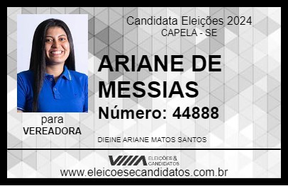 Candidato ARIANE DE MESSIAS 2024 - CAPELA - Eleições