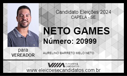 Candidato NETO GAMES 2024 - CAPELA - Eleições