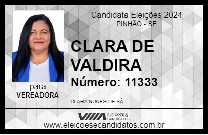 Candidato CLARA DE VALDIRA 2024 - PINHÃO - Eleições