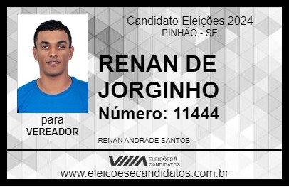 Candidato RENAN DE JORGINHO 2024 - PINHÃO - Eleições