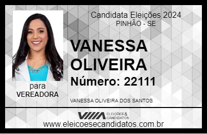 Candidato VANESSA OLIVEIRA 2024 - PINHÃO - Eleições