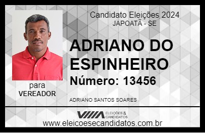 Candidato ADRIANO DO ESPINHEIRO 2024 - JAPOATÃ - Eleições