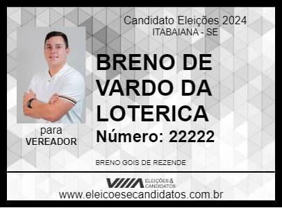 Candidato BRENO DE VARDO DA LOTERICA 2024 - ITABAIANA - Eleições