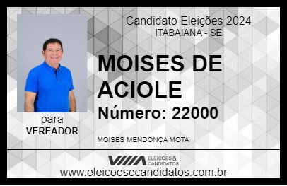 Candidato MOISES DE ACIOLE 2024 - ITABAIANA - Eleições