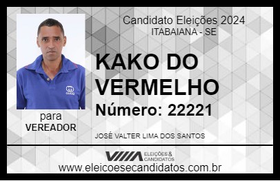 Candidato KAKO DO VERMELHO 2024 - ITABAIANA - Eleições