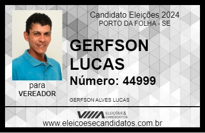 Candidato GERFSON LUCAS 2024 - PORTO DA FOLHA - Eleições