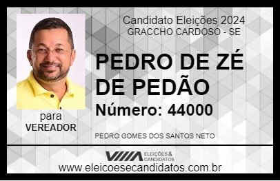 Candidato PEDRO DE ZÉ DE PEDÃO 2024 - GRACCHO CARDOSO - Eleições