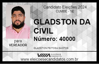 Candidato GLADSTON DA CIVIL 2024 - CUMBE - Eleições