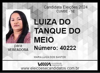 Candidato LUIZA DO TANQUE DO MEIO 2024 - CUMBE - Eleições