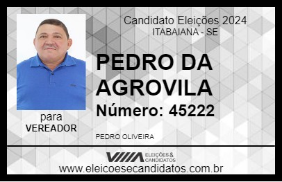 Candidato PEDRO DA AGROVILA 2024 - ITABAIANA - Eleições