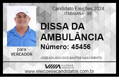 Candidato DISSA DA AMBULÂNCIA 2024 - ITABAIANA - Eleições