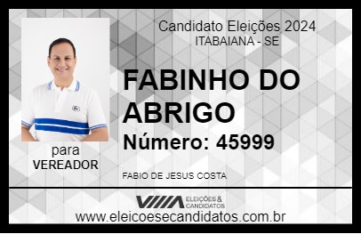 Candidato FABINHO DO ABRIGO 2024 - ITABAIANA - Eleições