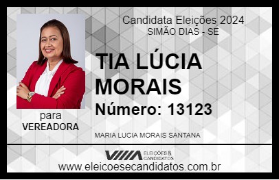 Candidato TIA LÚCIA MORAIS 2024 - SIMÃO DIAS - Eleições