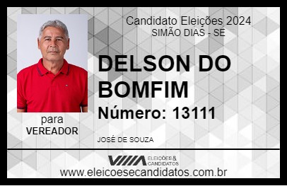 Candidato DELSON DO BOMFIM 2024 - SIMÃO DIAS - Eleições