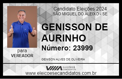 Candidato GENISSON DE AURINHO 2024 - SÃO MIGUEL DO ALEIXO - Eleições