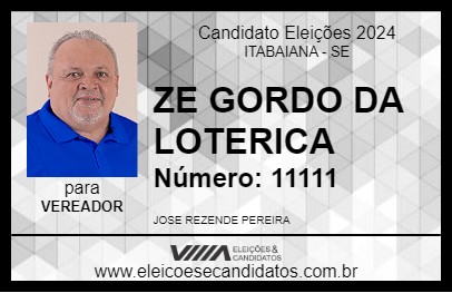 Candidato ZE GORDO DA LOTERICA 2024 - ITABAIANA - Eleições