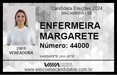 Candidato ENFERMEIRA MARGARETE 2024 - MACAMBIRA - Eleições