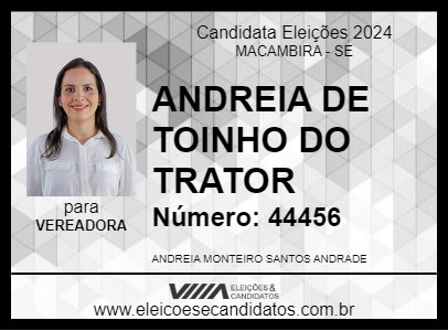 Candidato ANDREIA DE TOINHO DO TRATOR 2024 - MACAMBIRA - Eleições