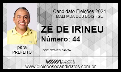 Candidato ZÉ DE IRINEU 2024 - MALHADA DOS BOIS - Eleições